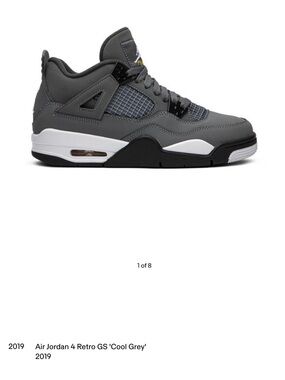 Jordan Retro 4 GS ‘Cool Grey' Sz. 6Y
